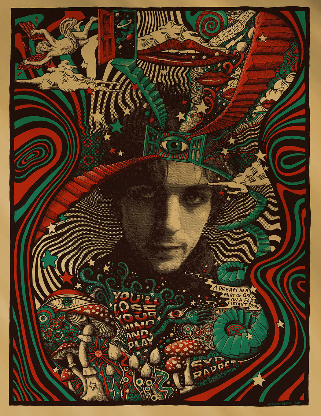 Syd Barrett- Gold 'mini print'