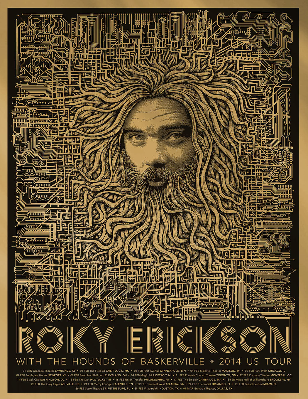 Roky Erickson- Gold 'mini print'