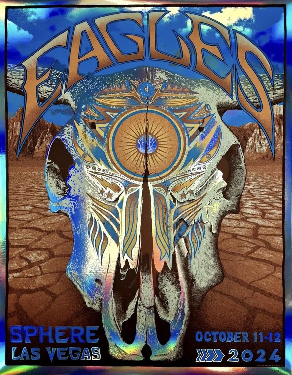 Eagles at Sphere, Las Vegas Oct 11-12 Skull poster - rainbow foil edition