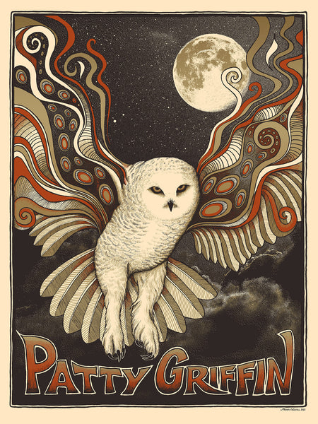 Patty Griffin Snowy Owl Tour Poster - gold