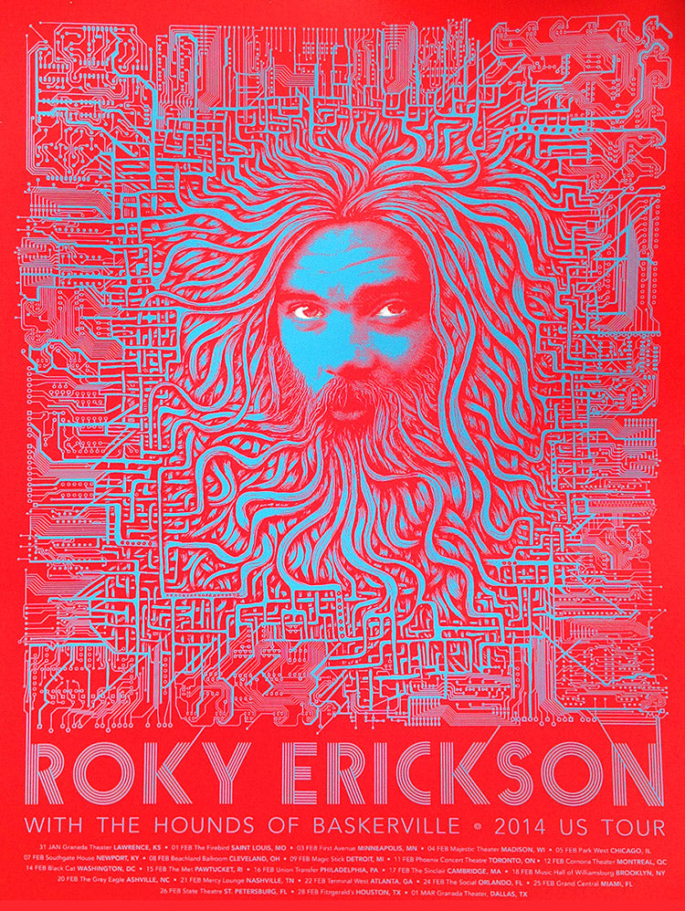 Roky Erickson 'Circuit Board' Poster (RED)