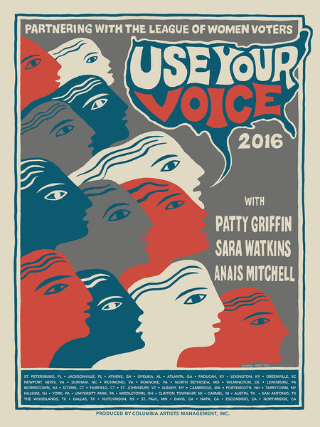 'Use Your Voice' Tour Poster - Patty Griffin, Sara Watkins, Anais Mitchell